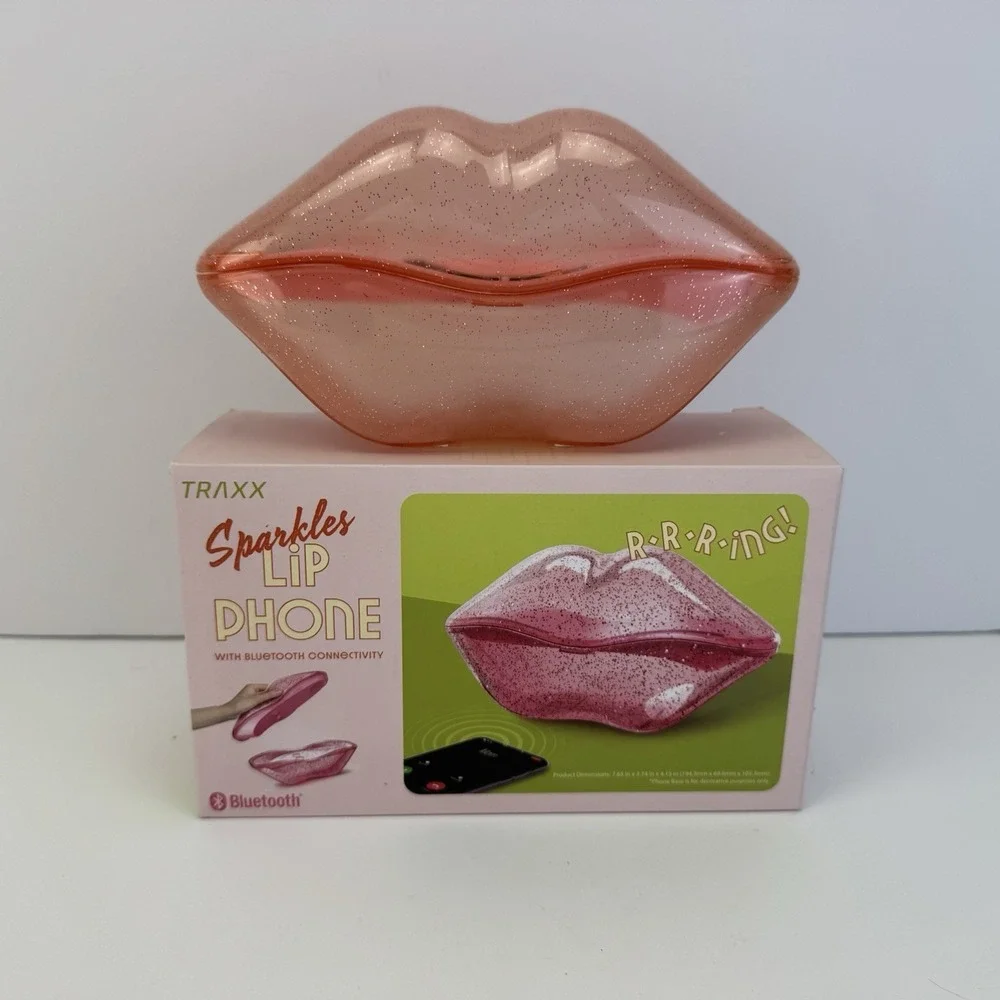 Lip Phone Bluetooth Receiver, Pink Wireless Retro Handset Open Box